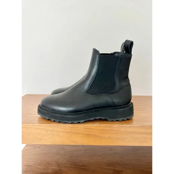 Diemme Alberone Leather Lug Sole Chunky Ankle Chelsea Boots Black Women 40 /9.5 - Picture 5 of 11
